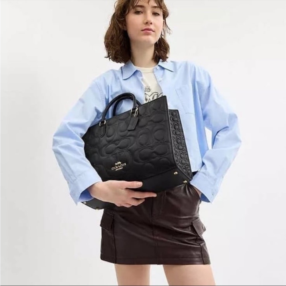 Coach Maggie Tote Bag In Signature Leather  CY672🎀 - Picture 8 of 9